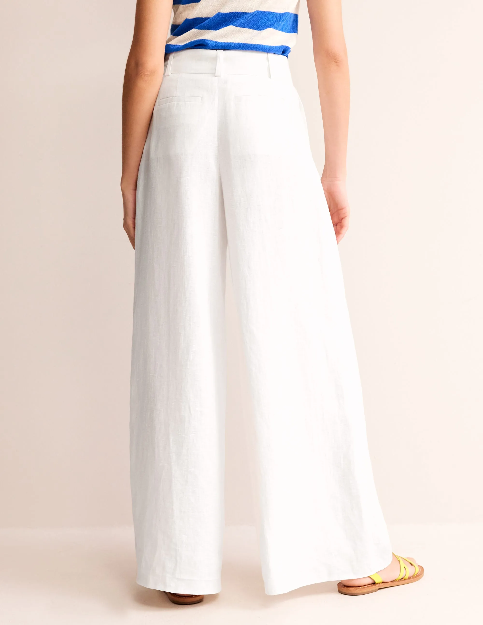 Palazzo Linen Trousers-White