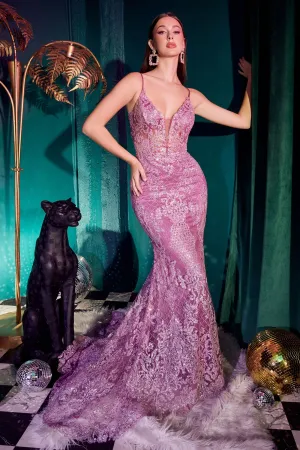 PETRA Glitter V Front Corset Mermaid Formal Gown Dress
