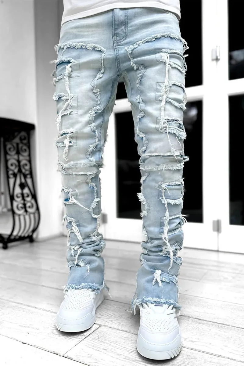 PM0475 Ripped Stretch Denim Jeans