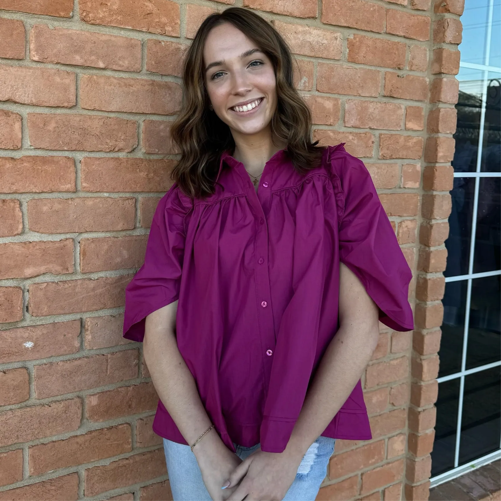 Puff Sleeve Blouse-Berry