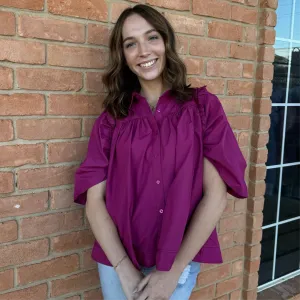 Puff Sleeve Blouse-Berry