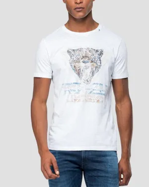 REPLAY M388722336 WHITE LION CREW T-SHIRT