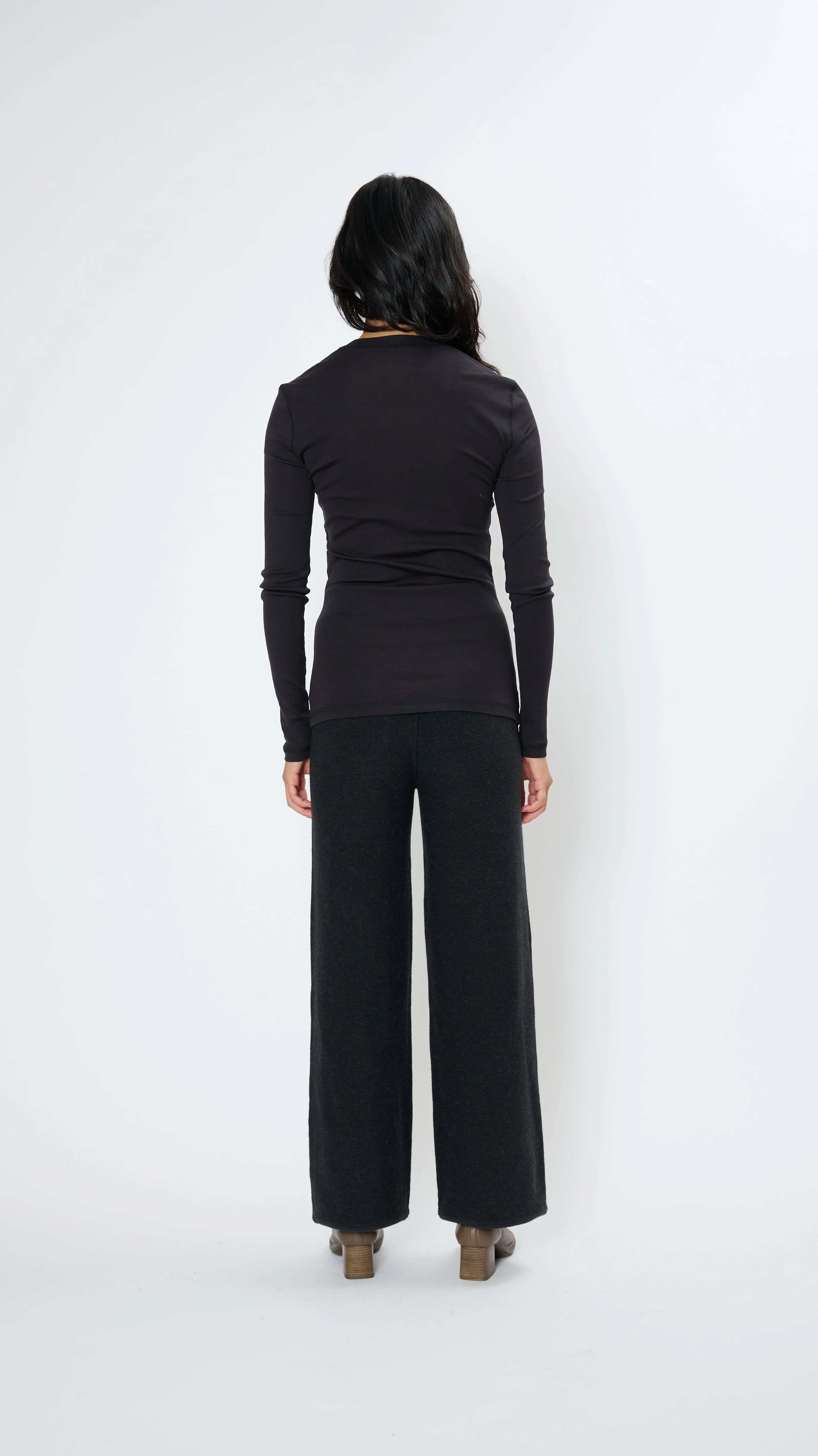 Rib Long Sleeve T-Shirt in Squid Ink