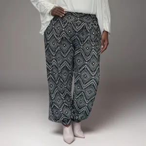 ROCKTHOSECURVES BLACK GREY DIAMOND HIGH RISE HAREM PANTS ALI BABA TROUSERS
