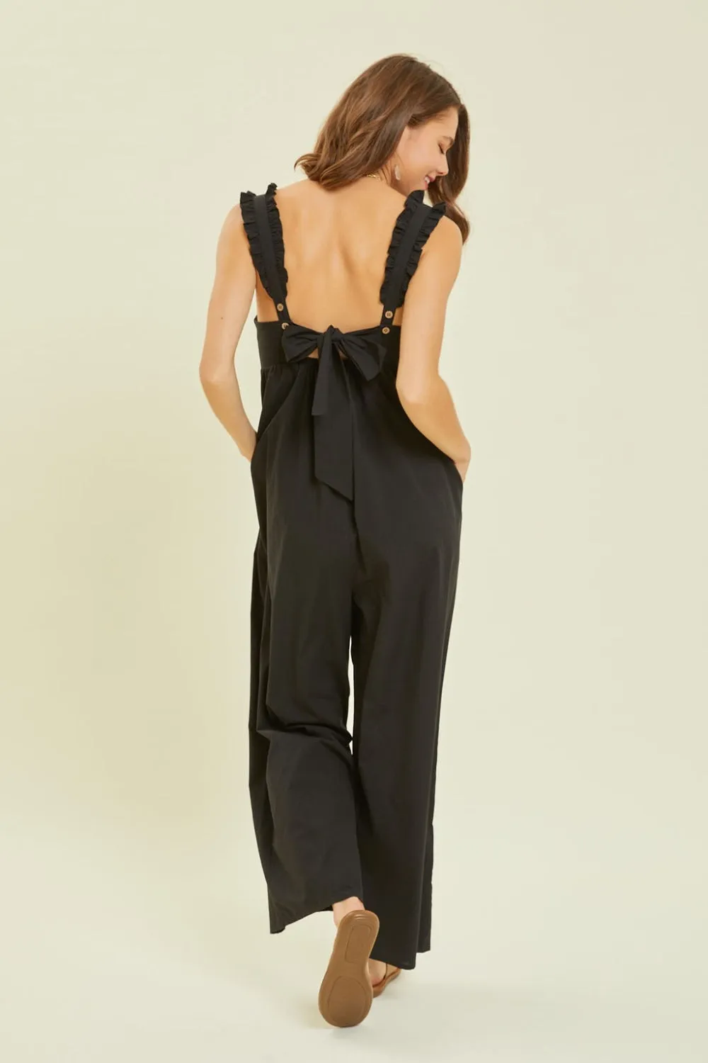 Ruffled Strap Jumpsuit in Black