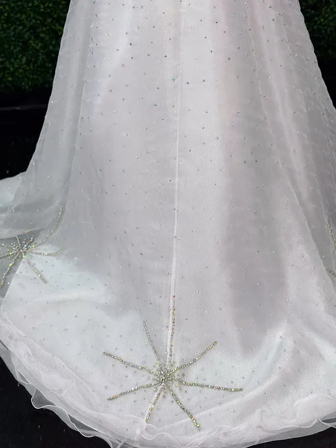 Samantha Blake 1021 Size 4 White Girls Shimmer Pageant Dress Cap Sleeve Crystal A Line Gown Formal