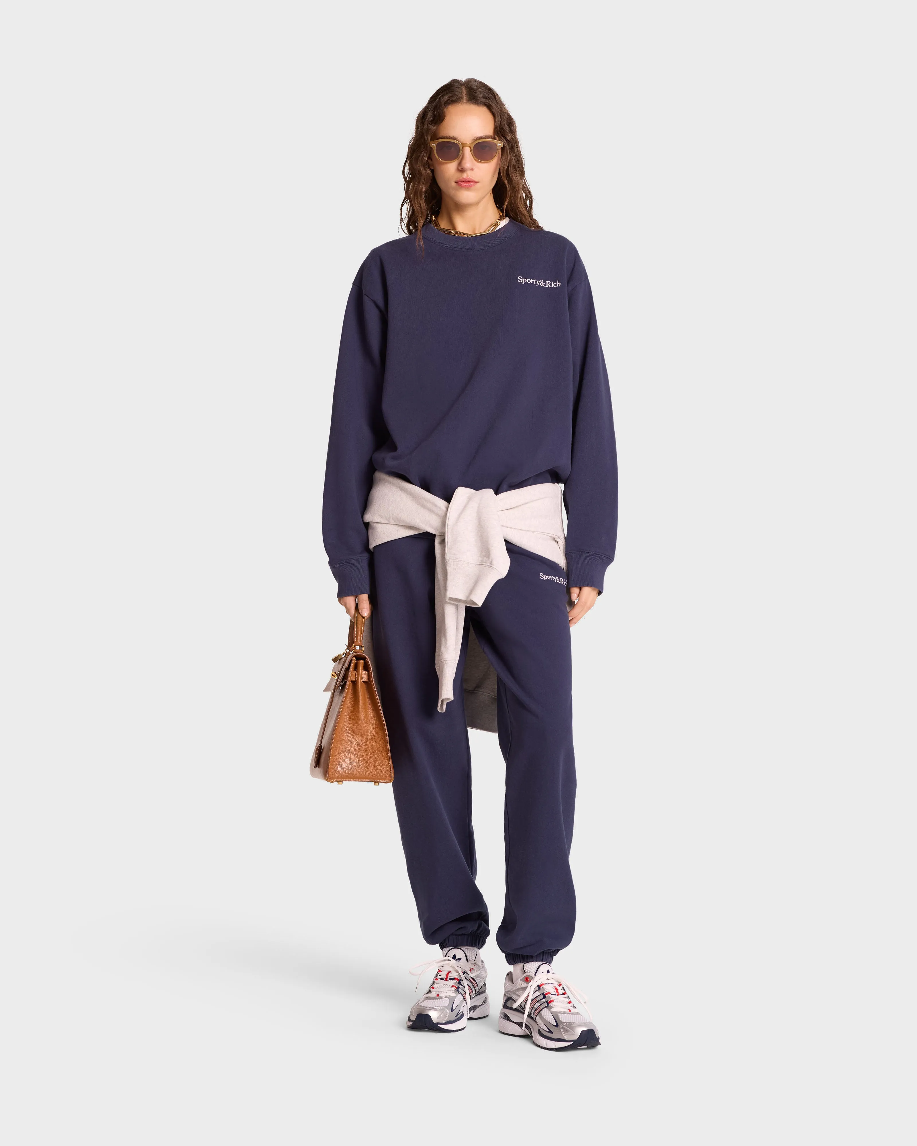 Serif Logo Sweatpant - Navy/White