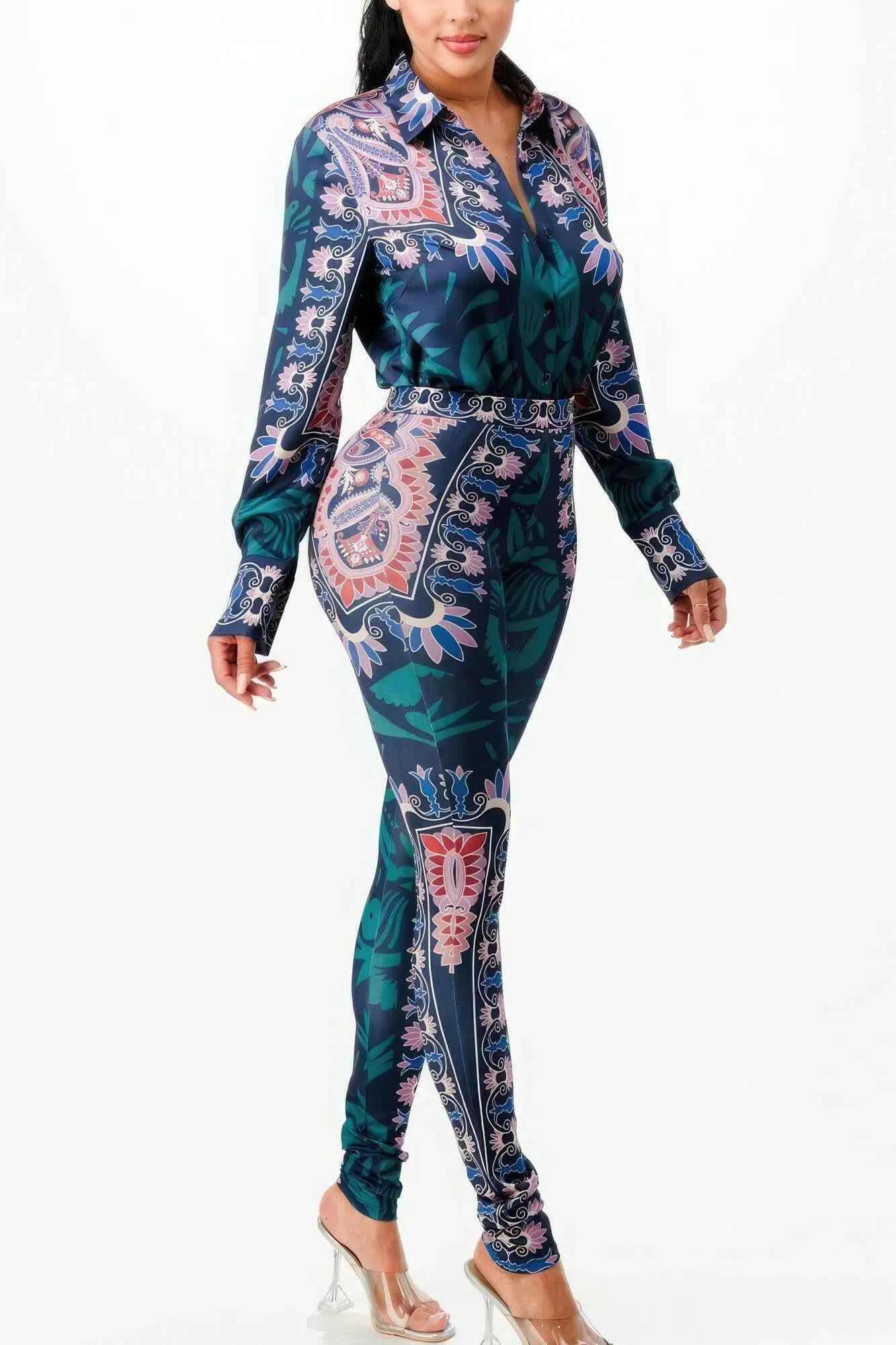 Shirt Blouse Top And Bottom Set