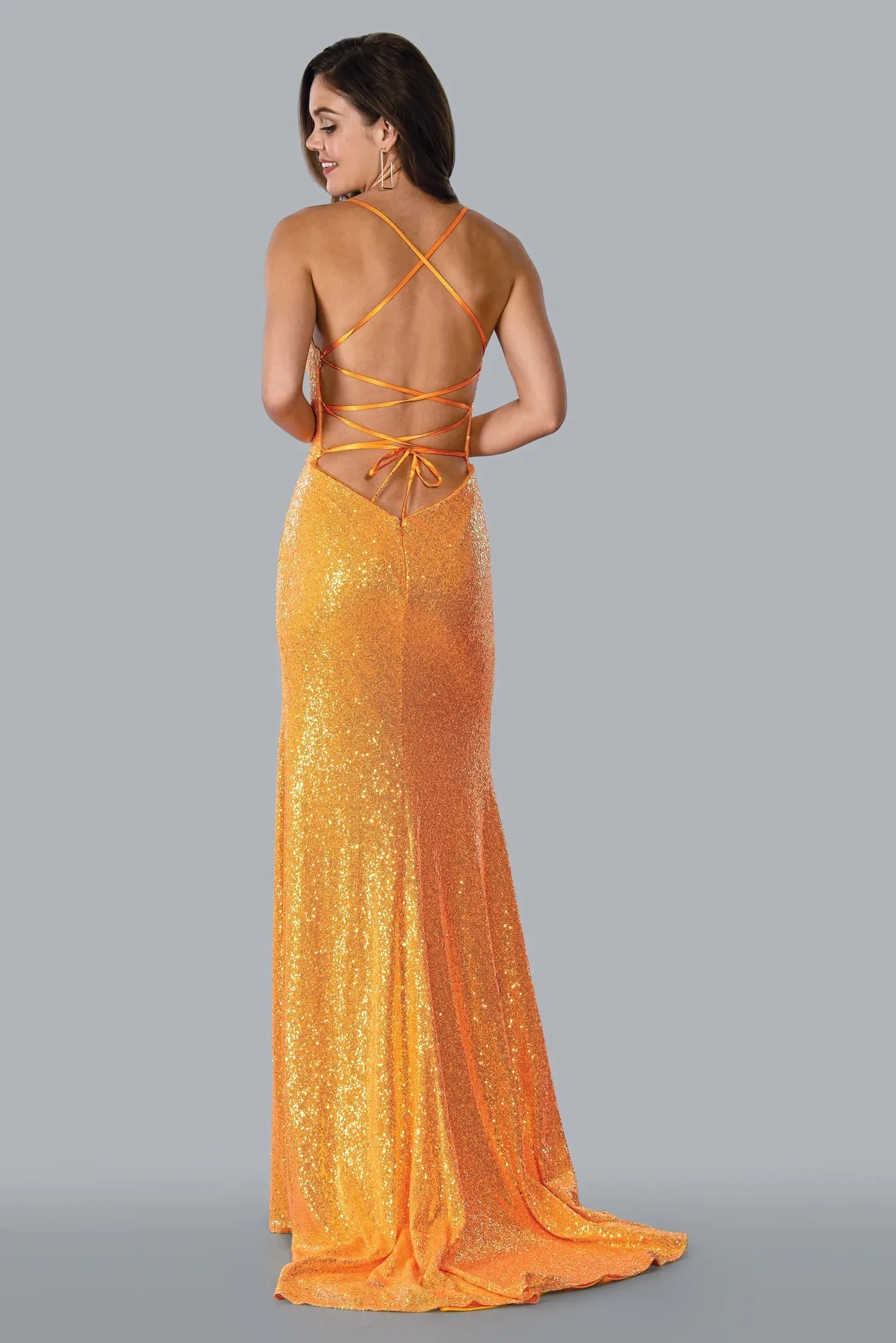 Stella Couture 23141 Size 8 Fuchsia Long Fitted Sequin Backless Corset Prom Dress Slit Formal Gown