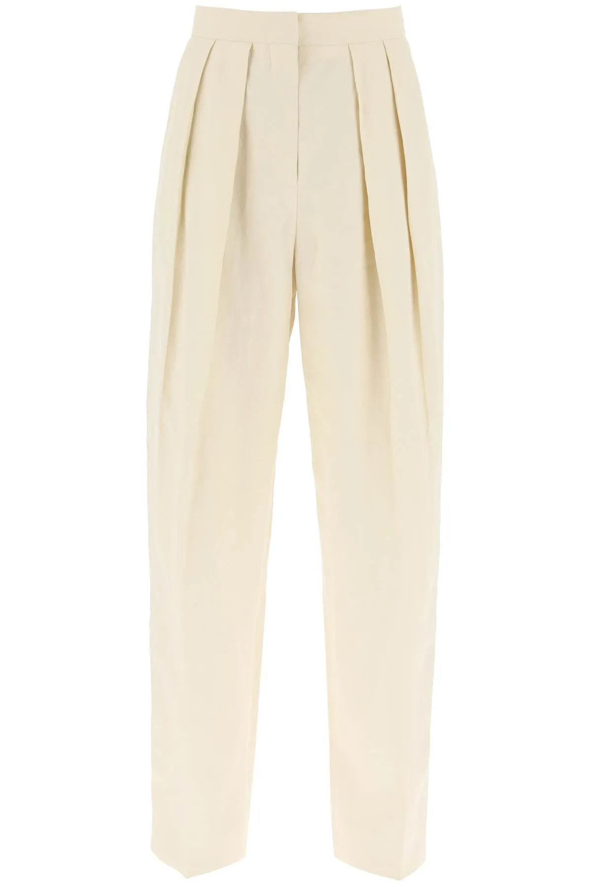 Stella Mccartney Loose Linen Blend Pants With Front Pleats