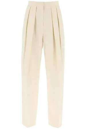Stella Mccartney Loose Linen Blend Pants With Front Pleats