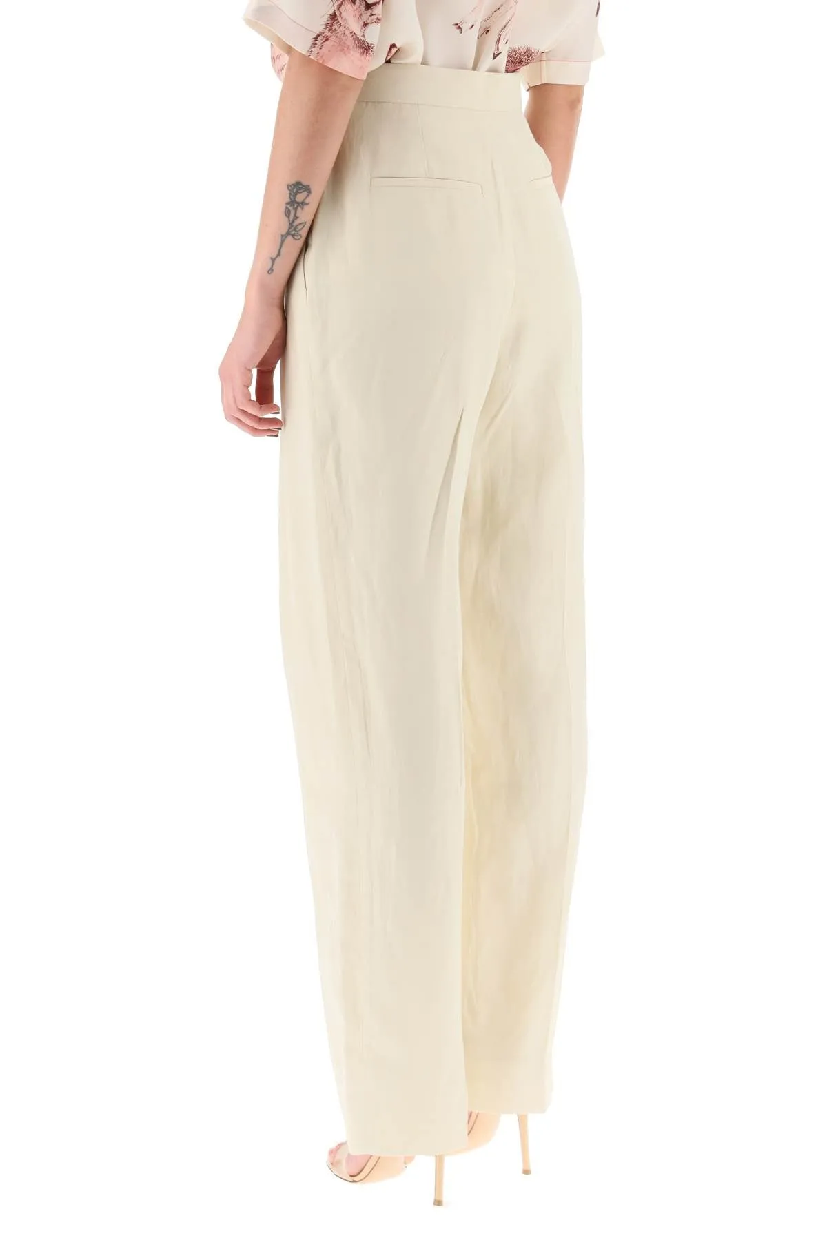 Stella Mccartney Loose Linen Blend Pants With Front Pleats
