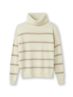 Striped Turtleneck Sweater | ecru striped