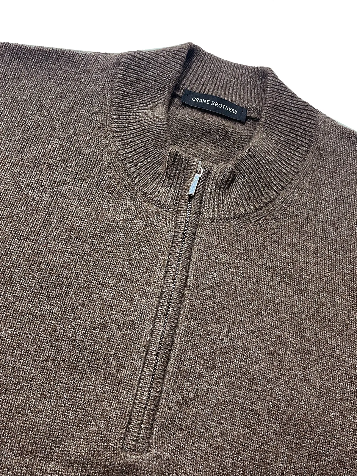 Taupe Half Zip Wool Cashmere Sweater
