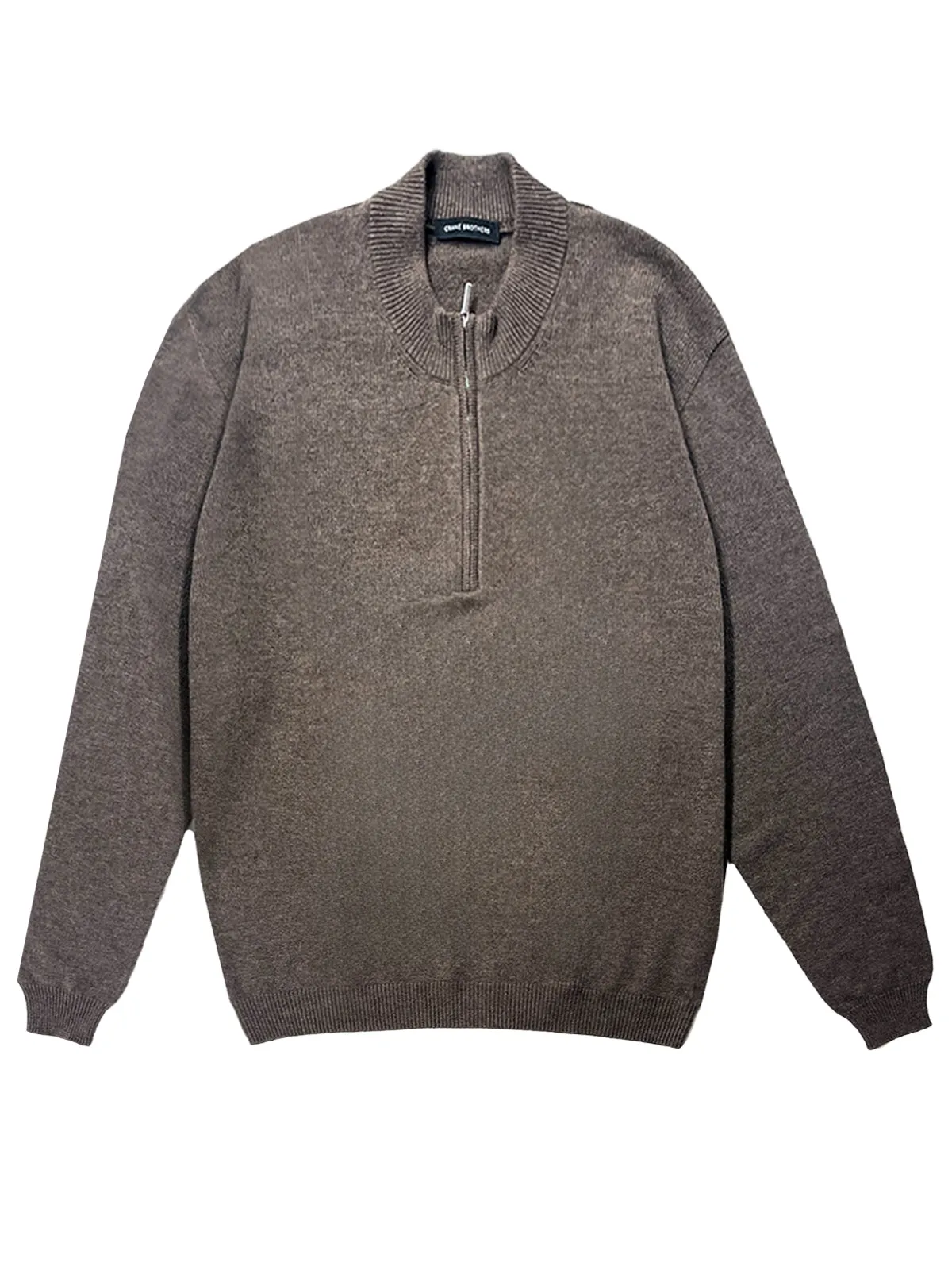 Taupe Half Zip Wool Cashmere Sweater