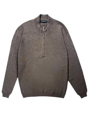 Taupe Half Zip Wool Cashmere Sweater