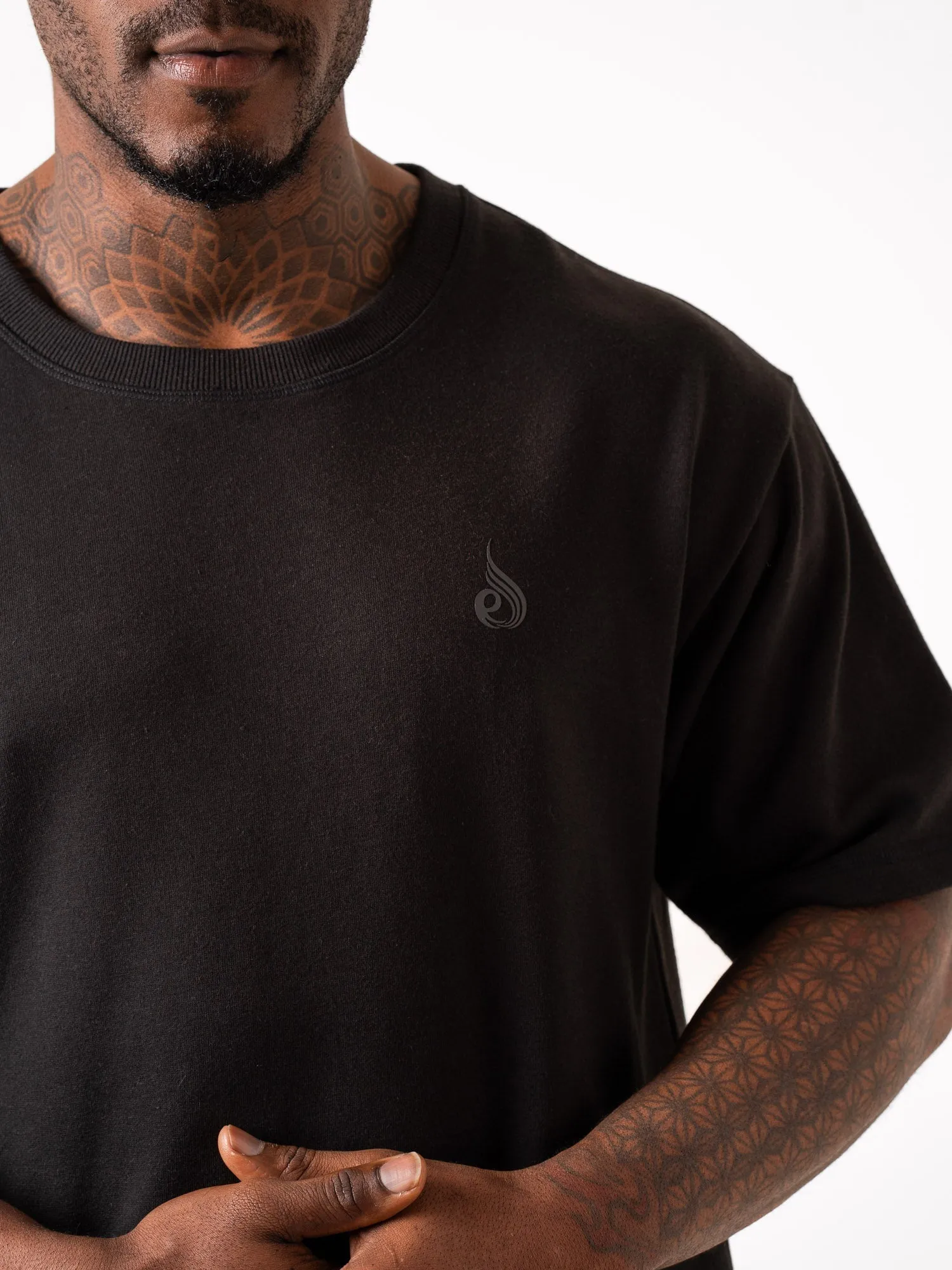 Throwback Fleece Oversized T-Shirt - Black