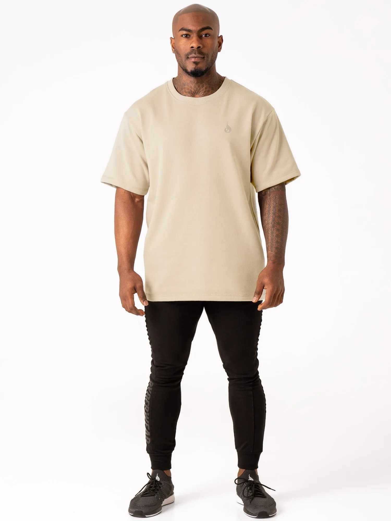 Throwback Fleece Oversized T-Shirt - Stone
