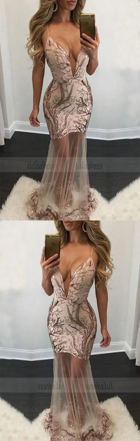 unique deep v neck mermaid party dresses