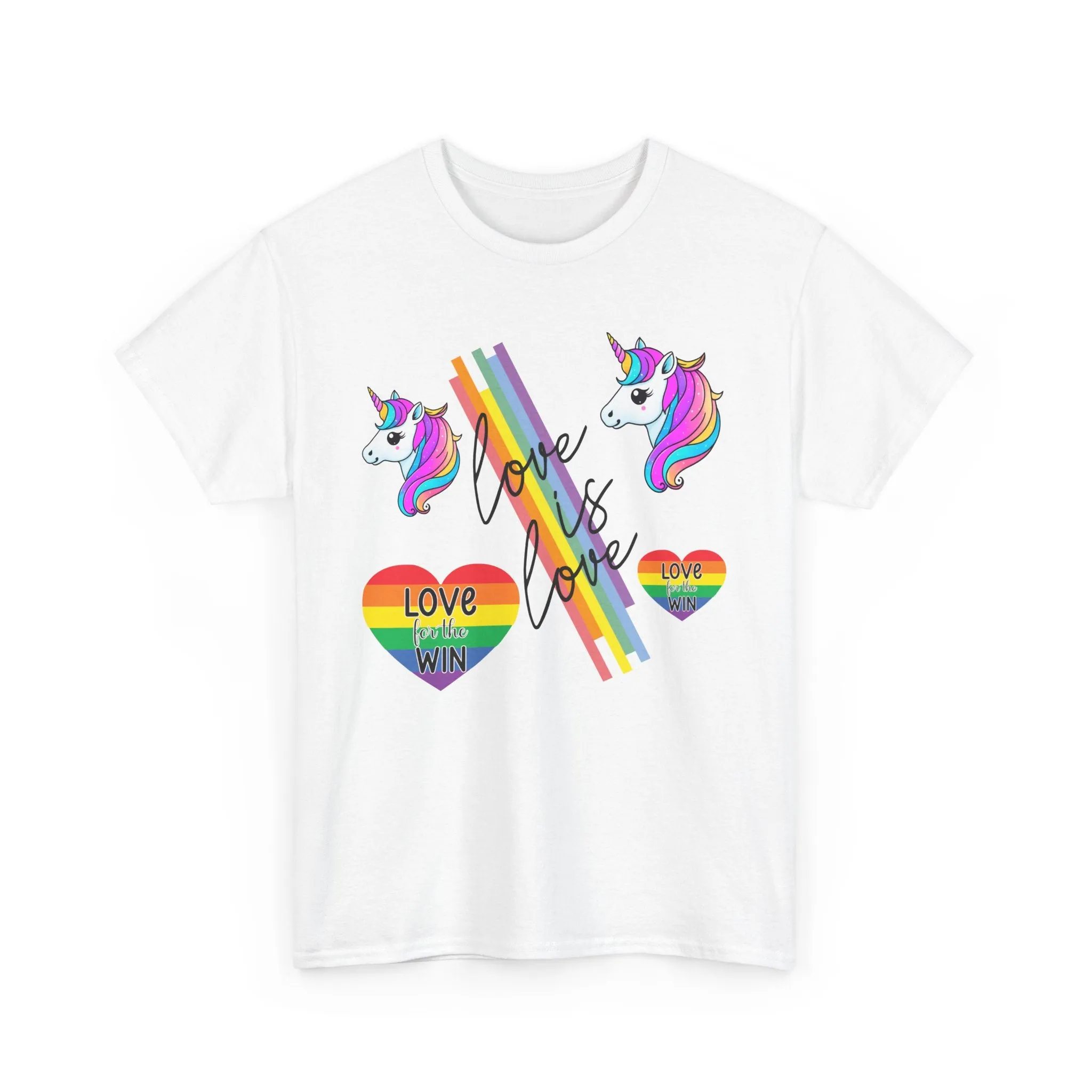 Unisex Heavy Cotton Tee | Love Wins Unicorn Graphic T-Shirt | LGBTQ  Pride Apparel