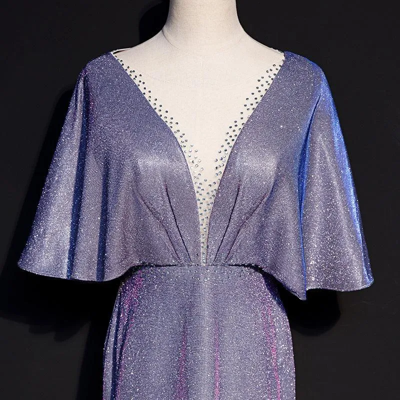 Vintage Lace Trim V-neck Evening Ball Gown