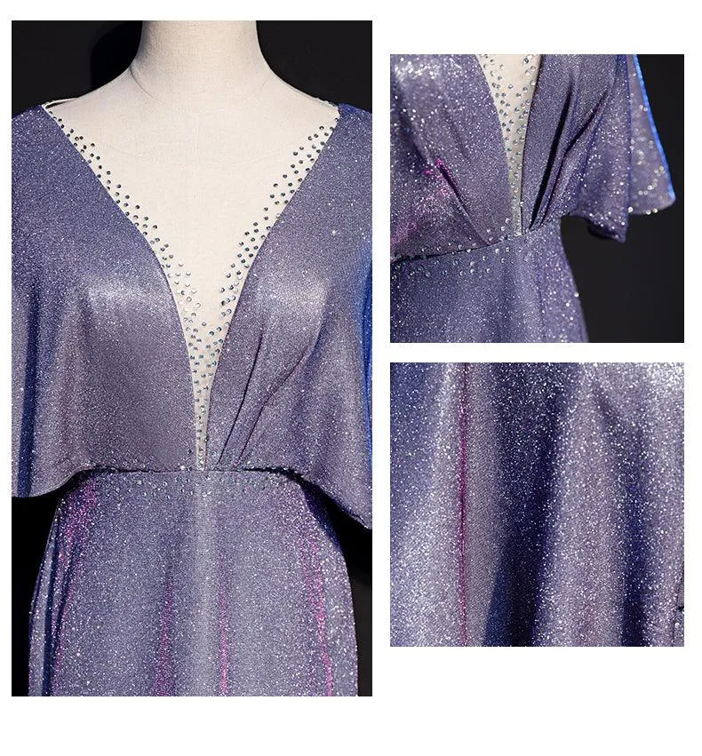 Vintage Lace Trim V-neck Evening Ball Gown