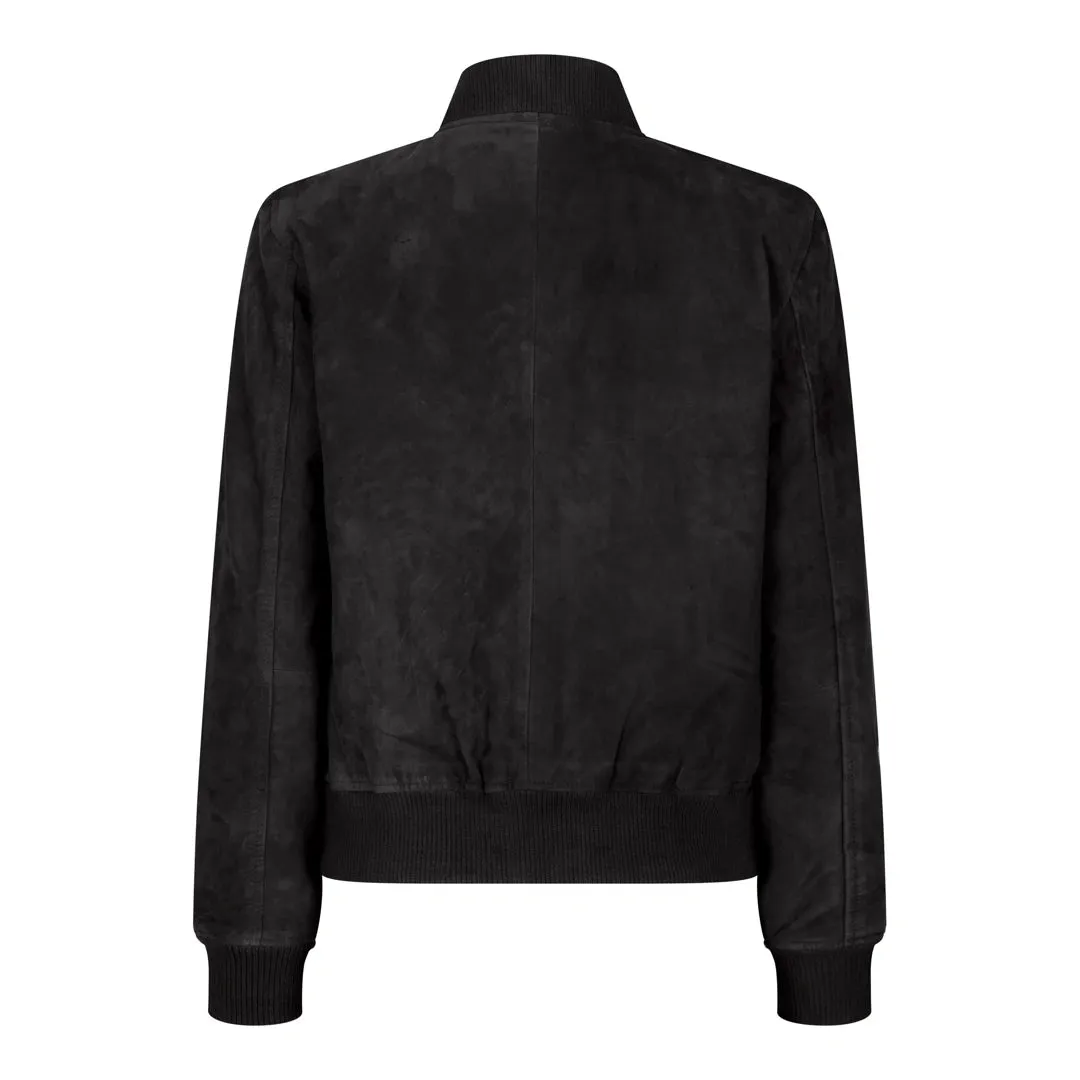 Womens Genuine Suede Bomber Jacket Leather Casual Varsity Vintage Casual
