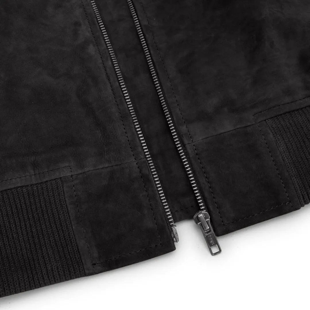 Womens Genuine Suede Bomber Jacket Leather Casual Varsity Vintage Casual