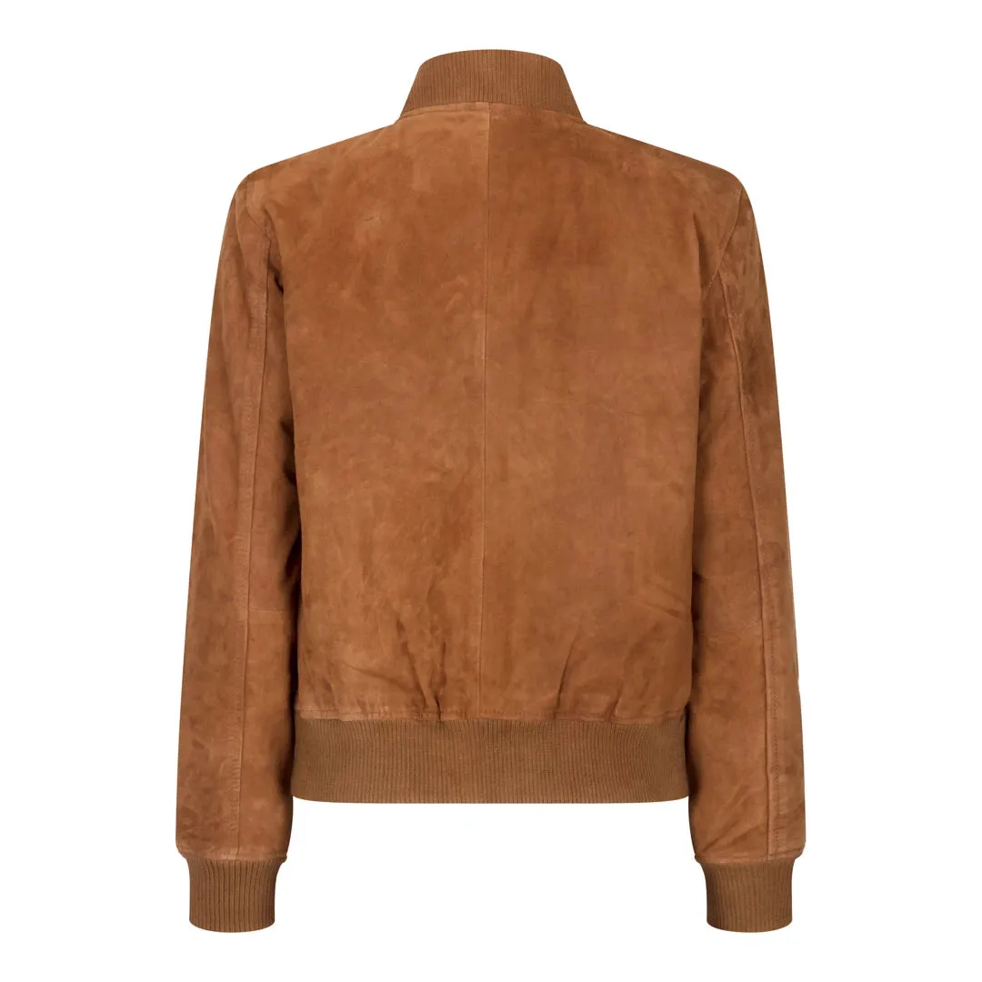 Womens Genuine Suede Bomber Jacket Leather Casual Varsity Vintage Casual