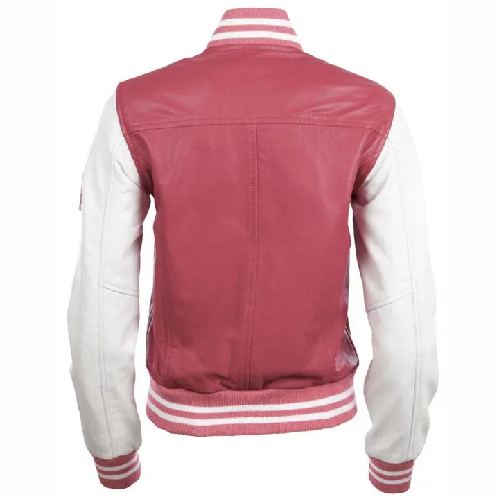 Women's Leather Varsity Letterman Bomber Jacket