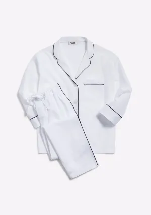 Women's Marina Pajama Set in White Poplin