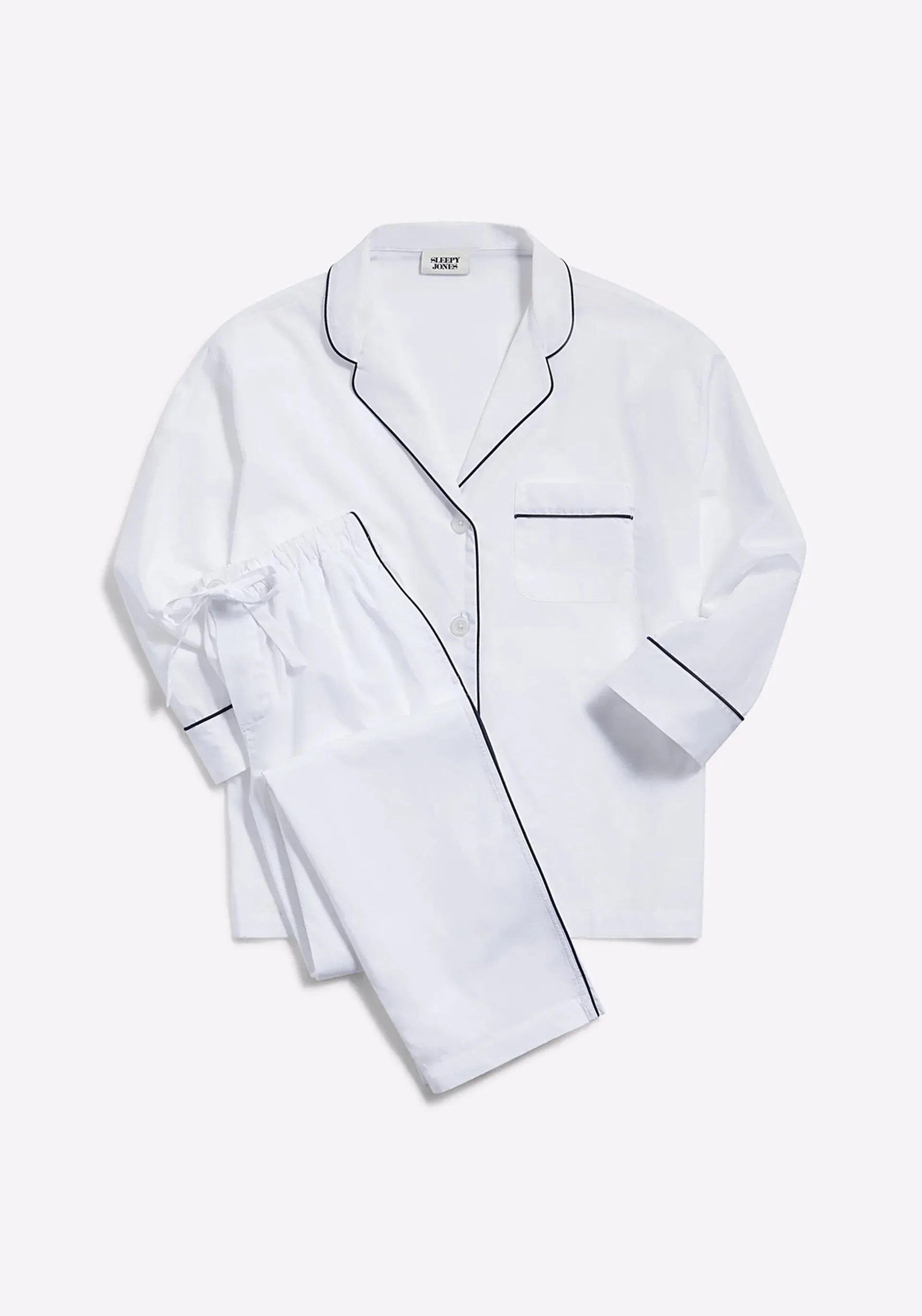 Women's Marina Pajama Set in White Poplin