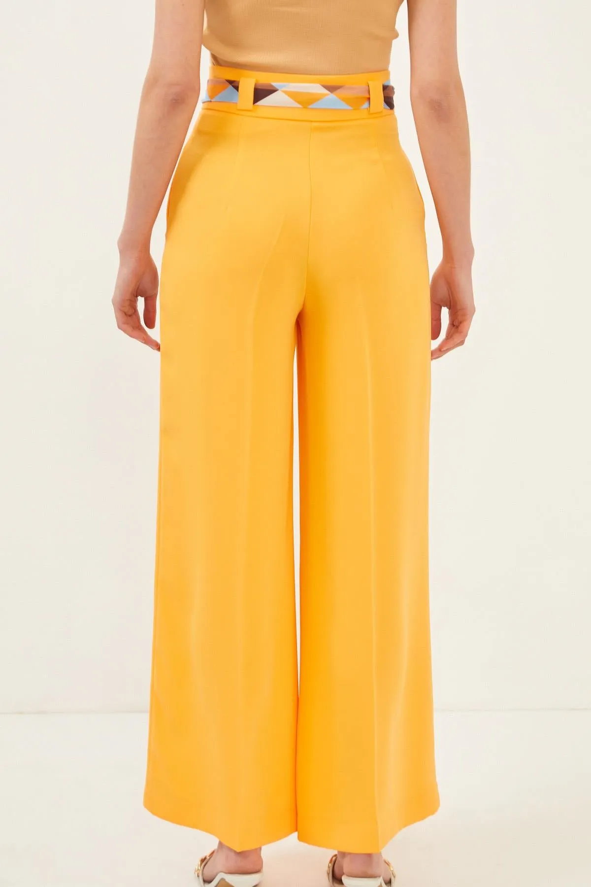 Yellow High Rise Wide Leg Trousers