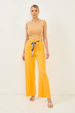 Yellow High Rise Wide Leg Trousers