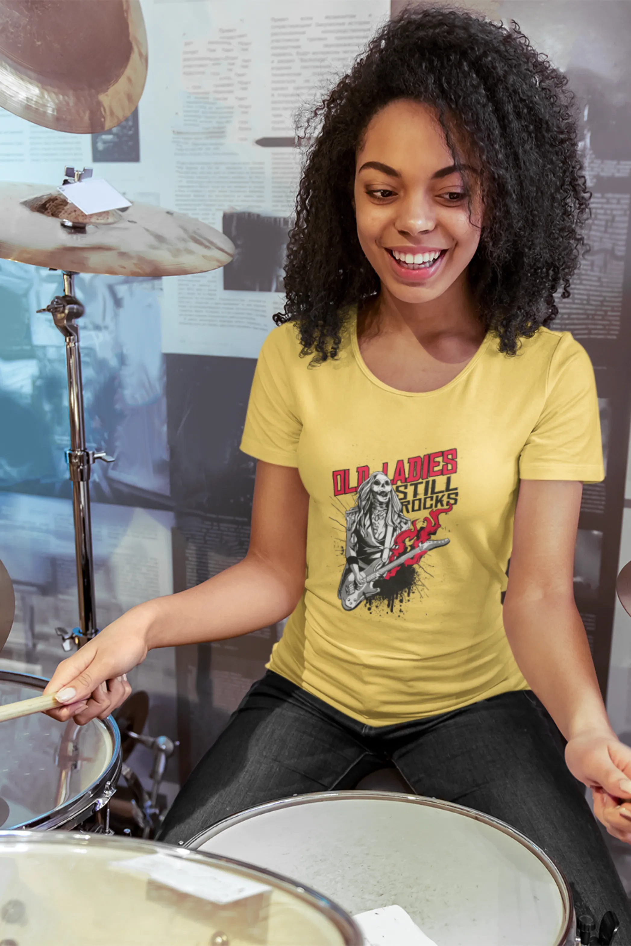Zombie Rocker Printed Scoop Neck T-shirt for women